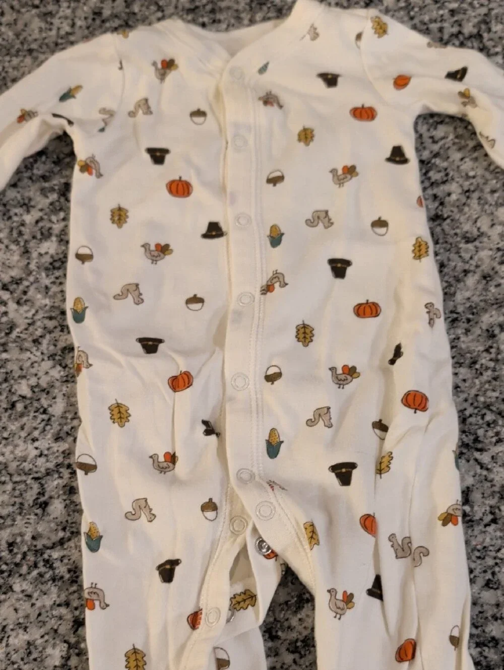 Carter's Cream Footed One-Piece with Fall Motif Thanksgiving